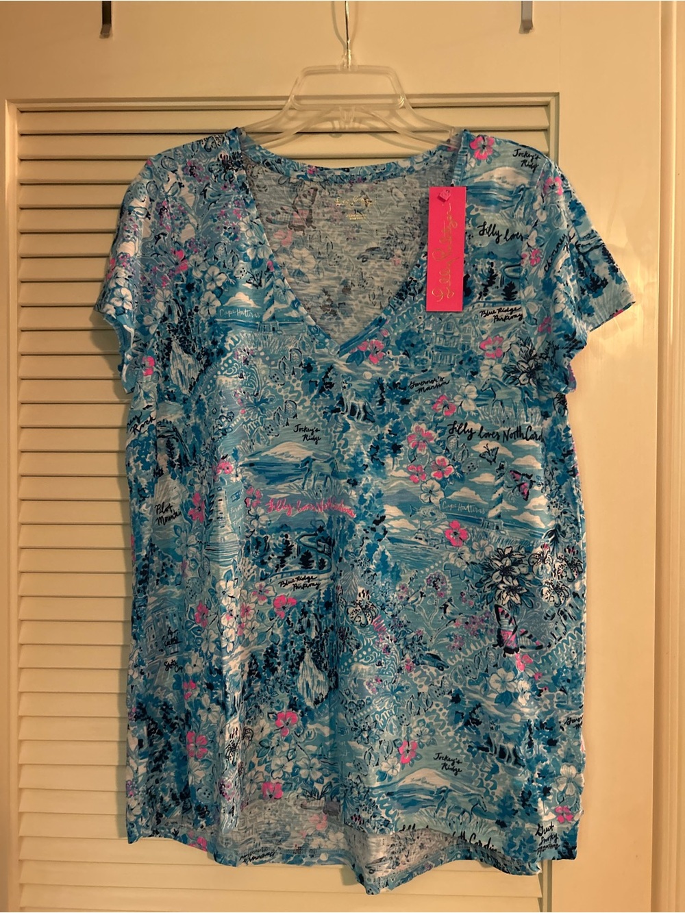 Blue Floral V-Neck Women’s Top by Lilly Pulitzer Lilly Loves North Carolina